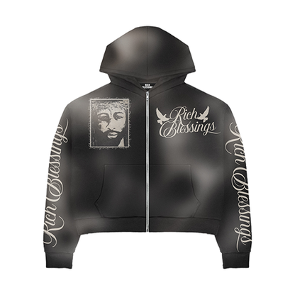 RICH BLESSINGS BLACK ZIP UP