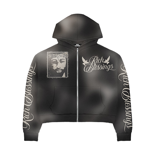RICH BLESSINGS BLACK ZIP UP