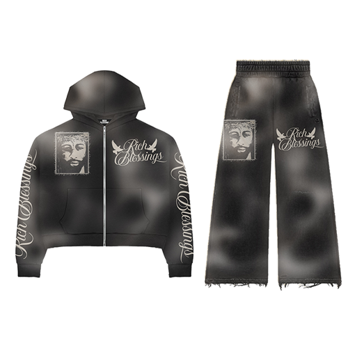 RICH BLESSING BLACK SET PANTS/SHORTS