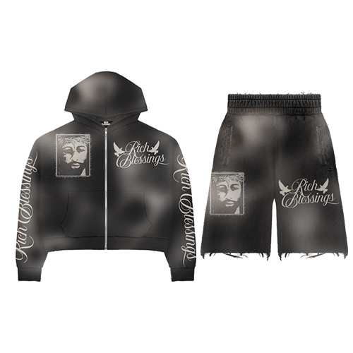RICH BLESSING BLACK SET PANTS/SHORTS
