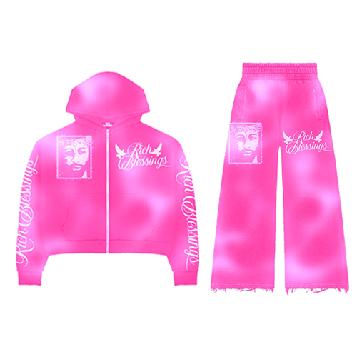 RICH BLESSINGS PINK SET PANTS/SHORTS