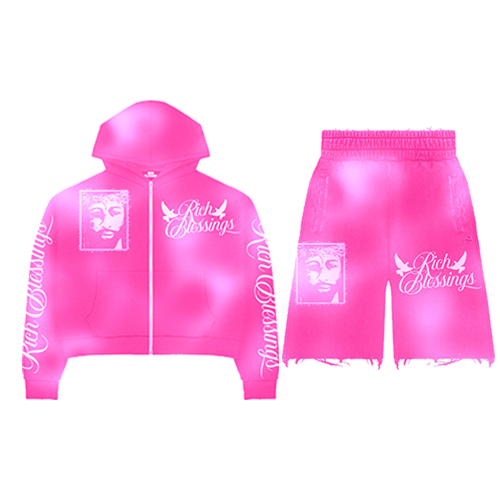 RICH BLESSINGS PINK SET PANTS/SHORTS